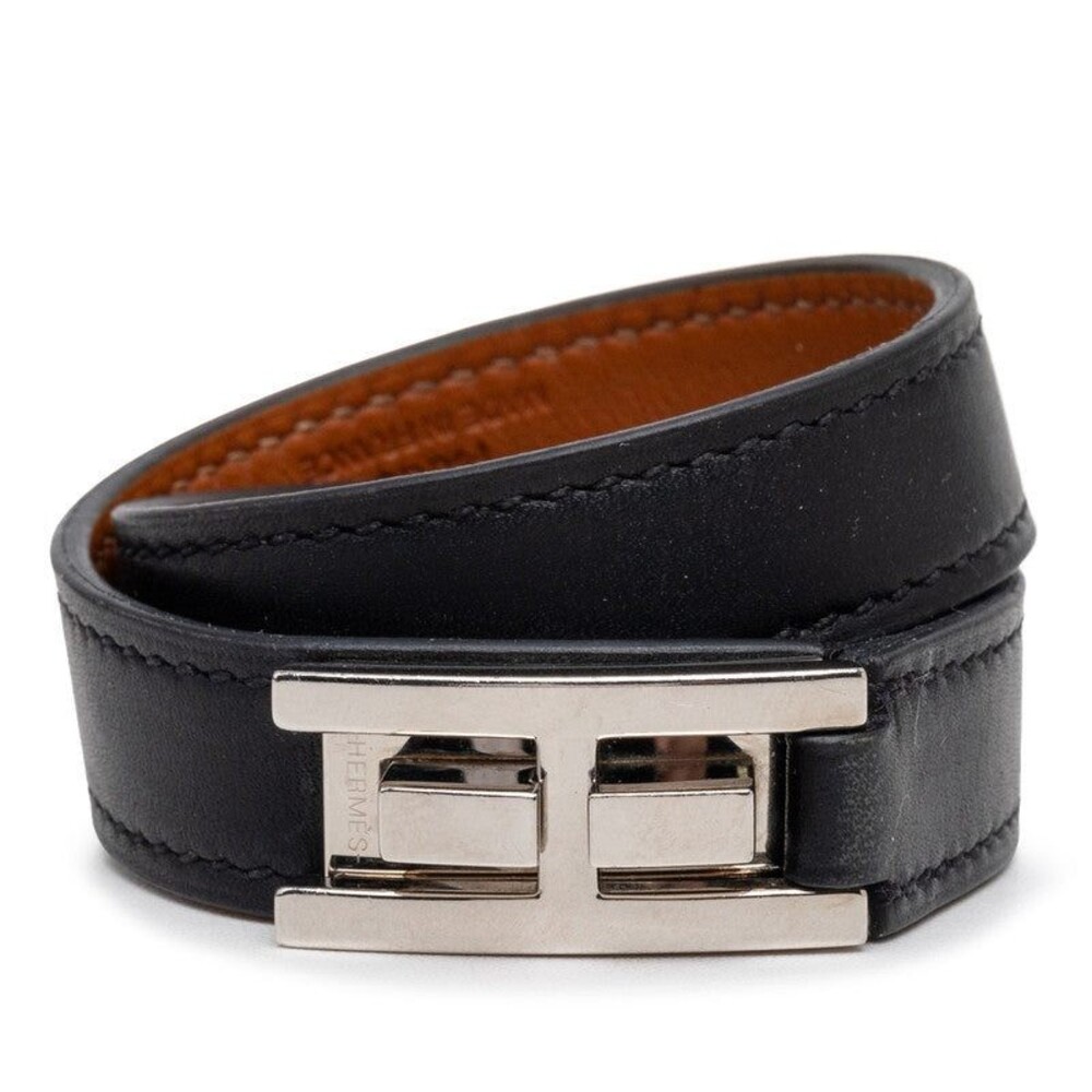 Hermes Drag Double Tour T1 X-Stamp 2016 Black Leather Bracelet